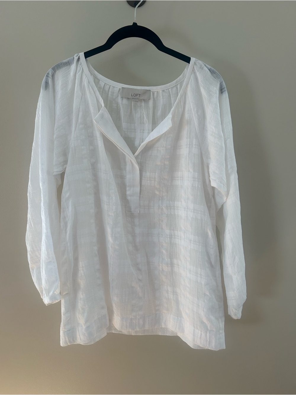 LOFT White Semi-Sheer Pullover Blouse